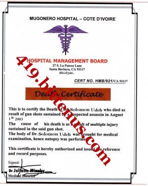 Death Certificate of Dr Solomon